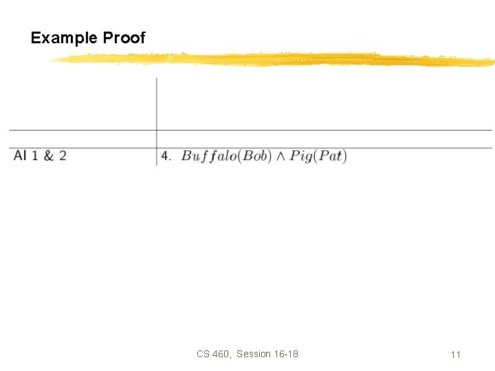 Example Proof CS 460, Session 16 -18 11 