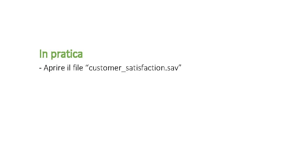 In pratica - Aprire il file “customer_satisfaction. sav” 