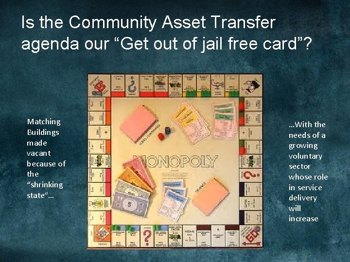 Is the Community Asset Transfer agenda our “Get out of jail free card”? Matching