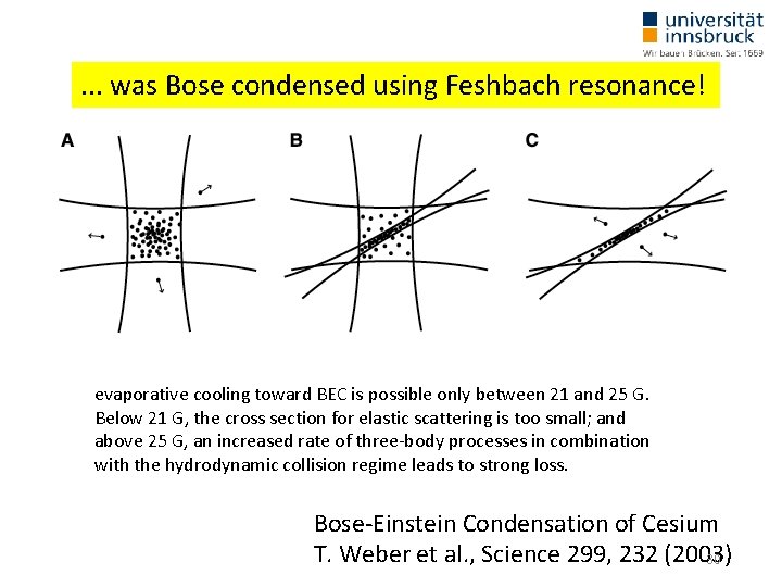 . . . was Bose condensed using Feshbach resonance! evaporative cooling toward BEC is . . . was Bose condensed using Feshbach resonance! evaporative cooling toward BEC is