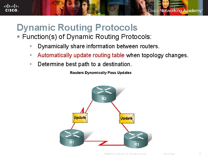 Dynamic Routing Protocols § Function(s) of Dynamic Routing Protocols: • Dynamically share information between