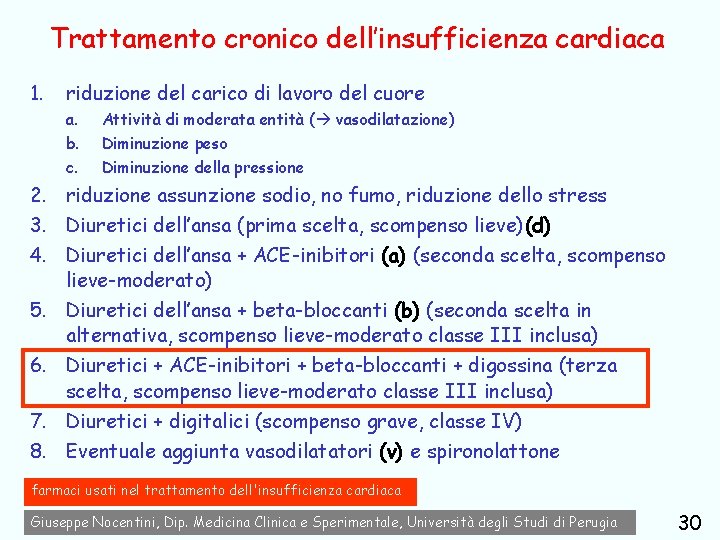 Trattamento cronico dell’insufficienza cardiaca 1. riduzione del carico di lavoro del cuore a. b.