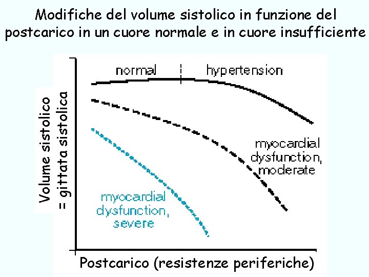 Volume sistolico = gittata sistolica Modifiche del volume sistolico in funzione del postcarico in