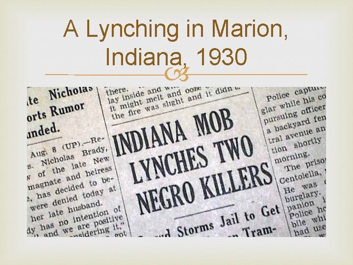 A Lynching in Marion, Indiana, 1930 