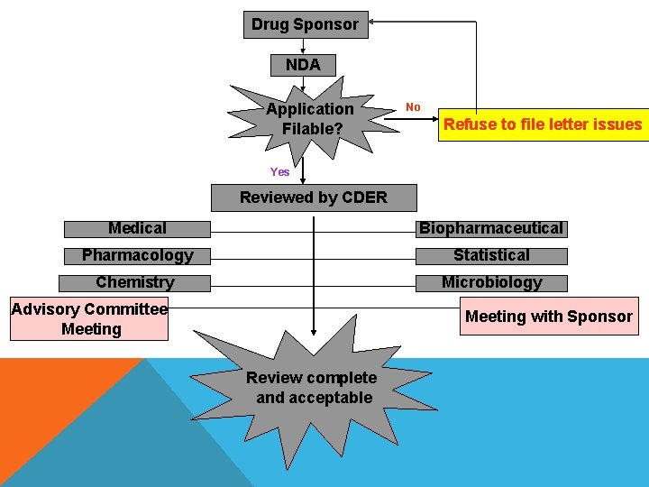 Drug Sponsor NDA Application Filable? No Refuse to file letter issues Yes Reviewed by