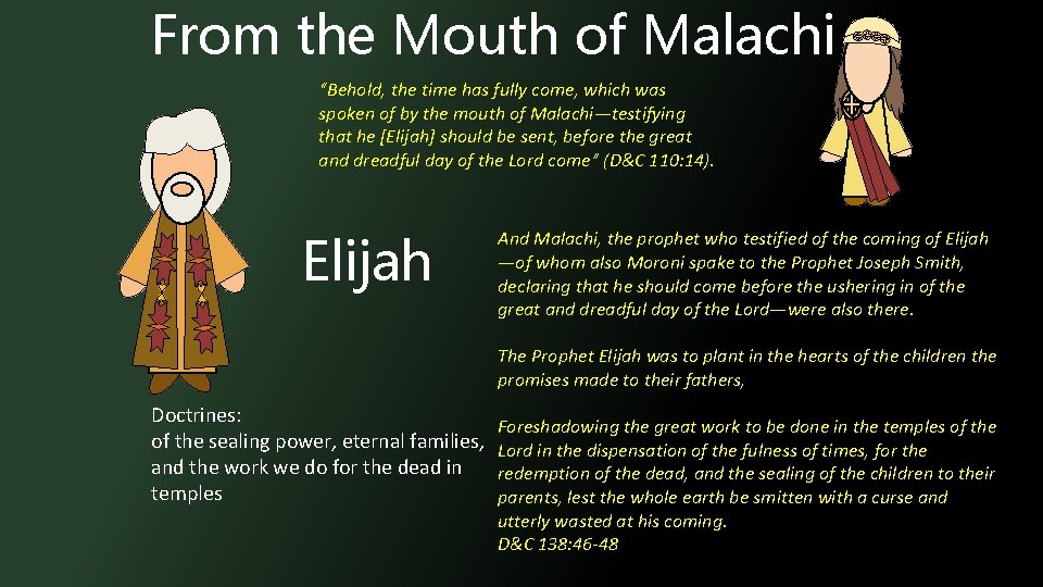From the Mouth of Malachi “Behold, the time has fully come, which was spoken