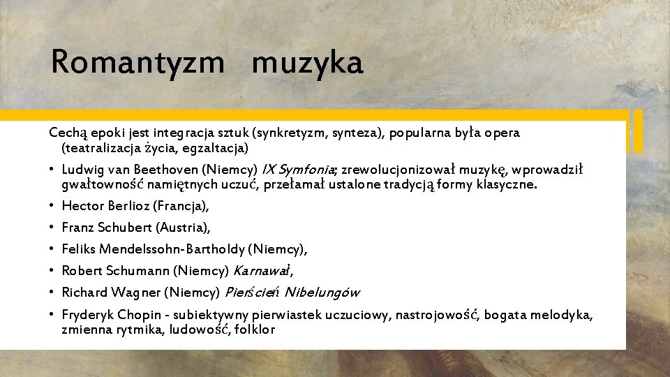 Romantyzm wstp do epoki Cele lekcji Znaczenie sowa