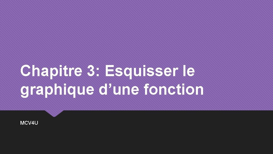 Chapitre 3: Esquisser le graphique d’une fonction MCV 4 U 