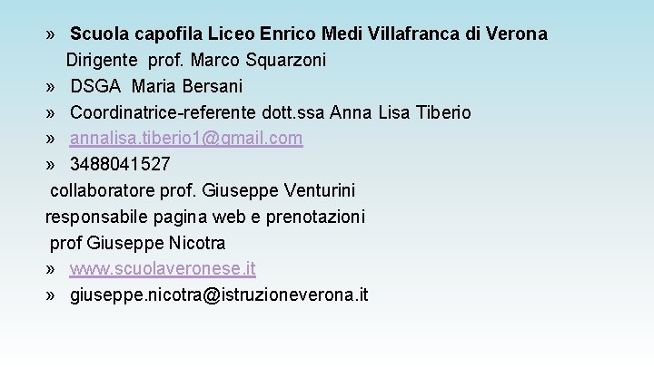 » Scuola capofila Liceo Enrico Medi Villafranca di Verona Dirigente prof. Marco Squarzoni »