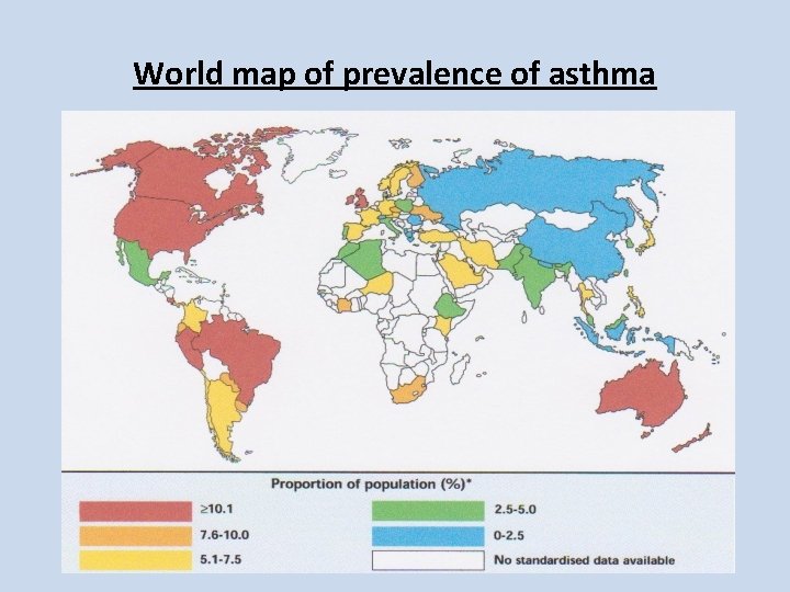 World map of prevalence of asthma World map of prevalence of asthma