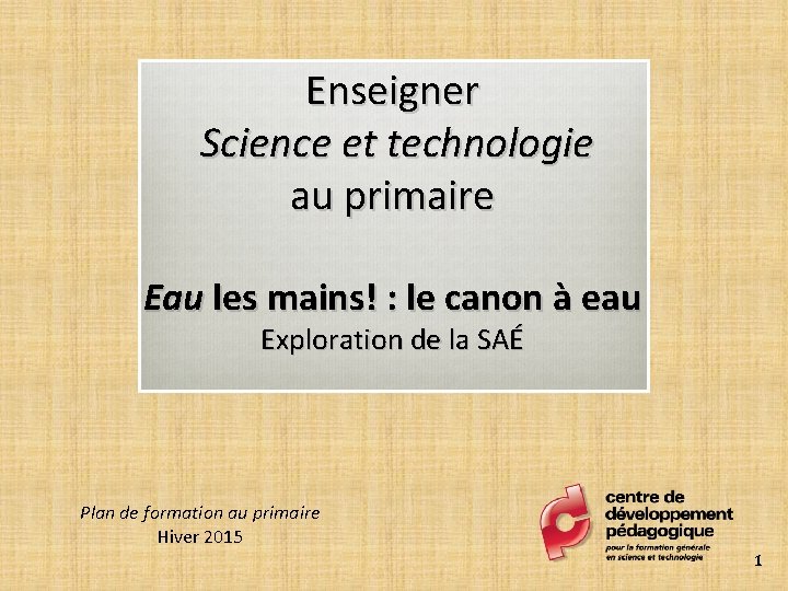 Enseigner Science et technologie au primaire Eau les mains! : le canon à eau