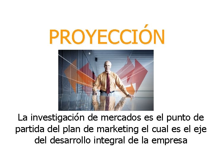 PROYECCIÓN La investigación de mercados es el punto de partida del plan de marketing