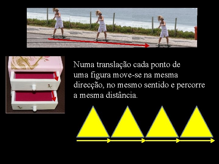 Numa translação cada ponto de uma figura move-se na mesma direcção, no mesmo sentido