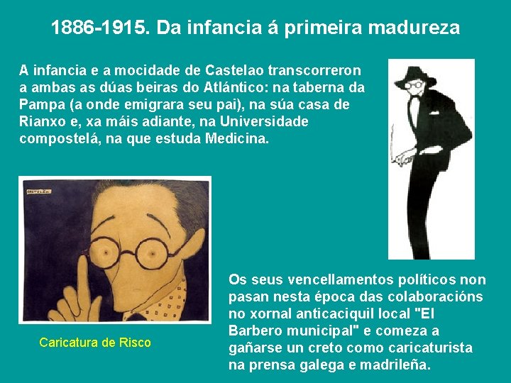 1886 -1915. Da infancia á primeira madureza A infancia e a mocidade de Castelao