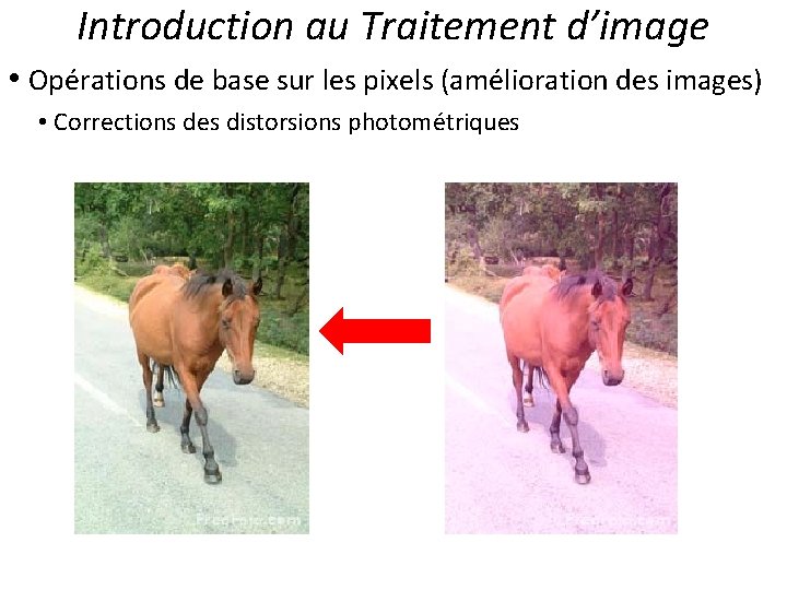Introduction au Traitement d’image • Opérations de base sur les pixels (amélioration des images) Introduction au Traitement d’image • Opérations de base sur les pixels (amélioration des images)
