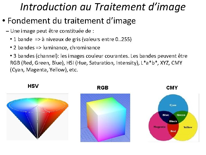 Introduction au Traitement d’image • Fondement du traitement d’image – Une image peut être