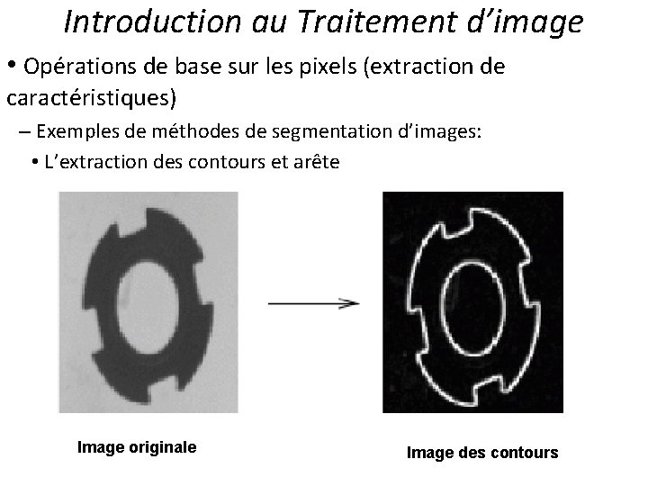 Introduction au Traitement d’image • Opérations de base sur les pixels (extraction de caractéristiques)