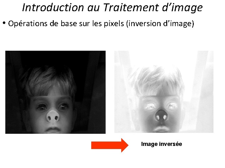 Introduction au Traitement d’image • Opérations de base sur les pixels (inversion d’image) Image Introduction au Traitement d’image • Opérations de base sur les pixels (inversion d’image) Image