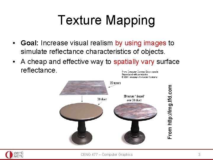 Texture Mapping From http: //img. tfd. com • Goal: Increase visual realism by using