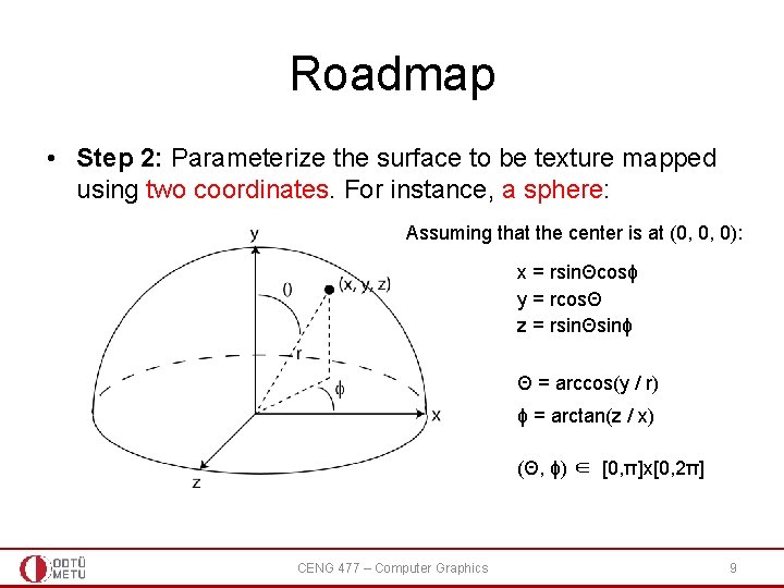 Roadmap • Step 2: Parameterize the surface to be texture mapped using two coordinates.