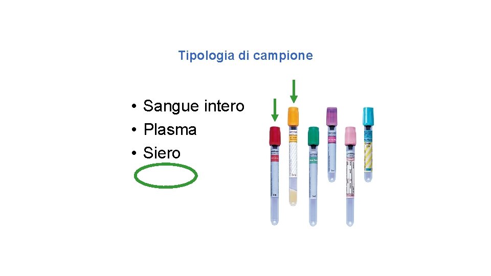 Tipologia di campione • Sangue intero • Plasma • Siero 