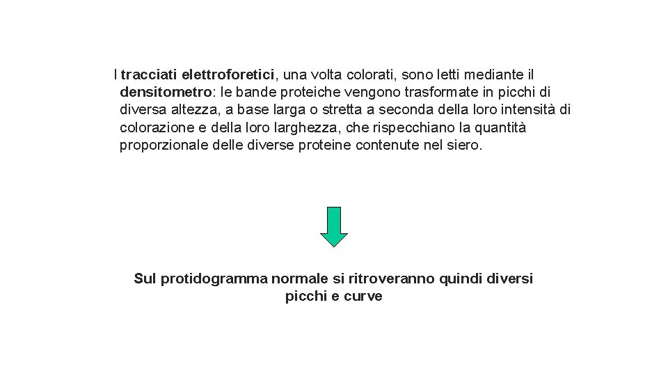 I tracciati elettroforetici, una volta colorati, sono letti mediante il densitometro: le bande proteiche