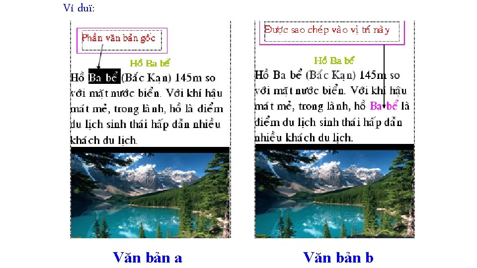 Ví duï: Văn bản a Văn bản b 