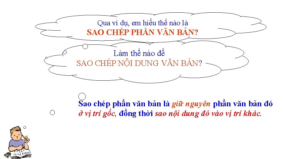 Qua ví dụ, em hiểu thế nào là SAO CHÉP PHẦN VĂN BẢN? Làm