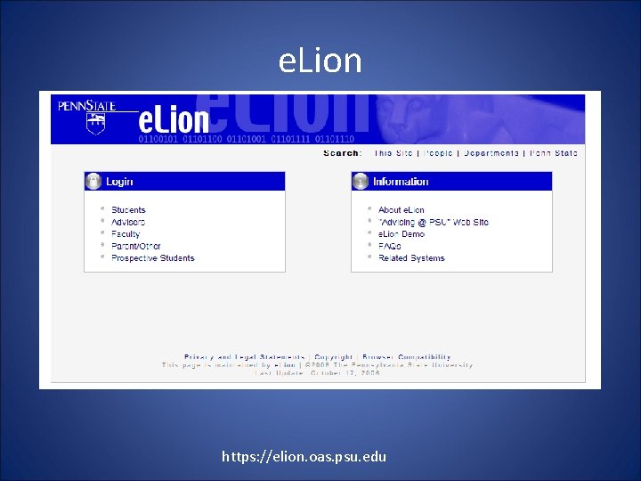 e. Lion https: //elion. oas. psu. edu 
