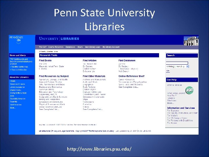 Penn State University Libraries http: //www. libraries. psu. edu/ 