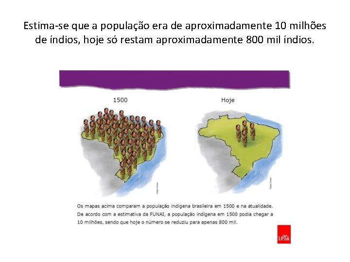 Estima-se que a população era de aproximadamente 10 milhões de índios, hoje só restam Estima-se que a população era de aproximadamente 10 milhões de índios, hoje só restam