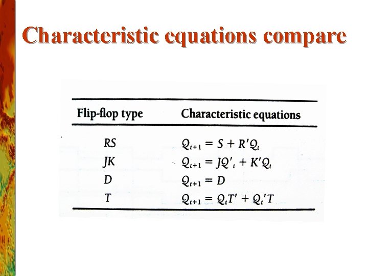 Characteristic equations compare 