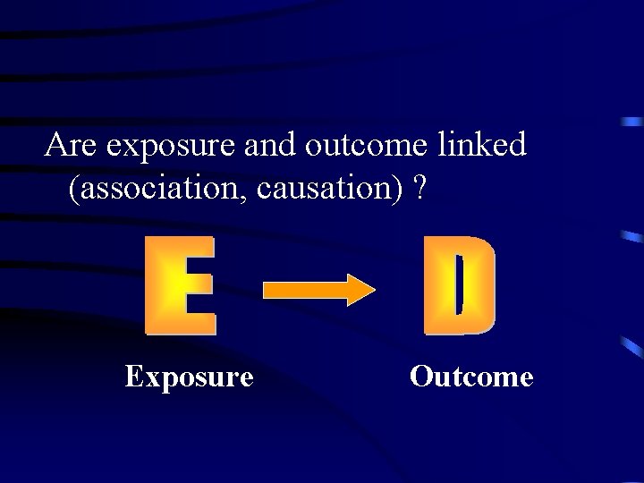 Are exposure and outcome linked (association, causation) ? Exposure Outcome 