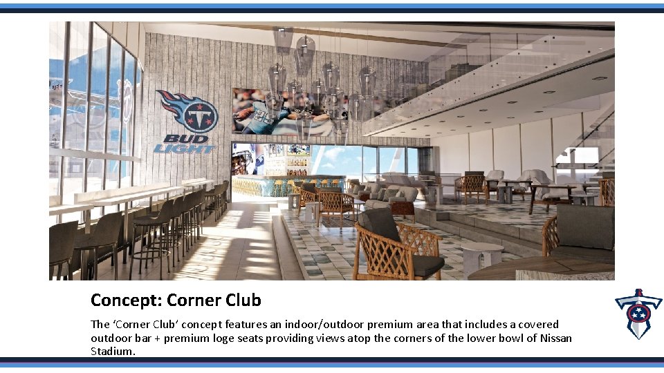 Concept: Corner Club The ‘Corner Club’ concept features an indoor/outdoor premium area that includes