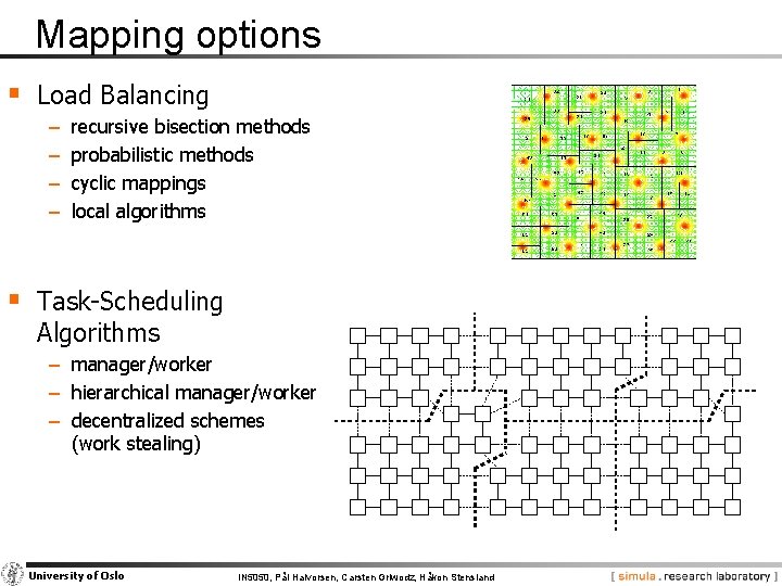 Mapping options § Load Balancing − − recursive bisection methods probabilistic methods cyclic mappings