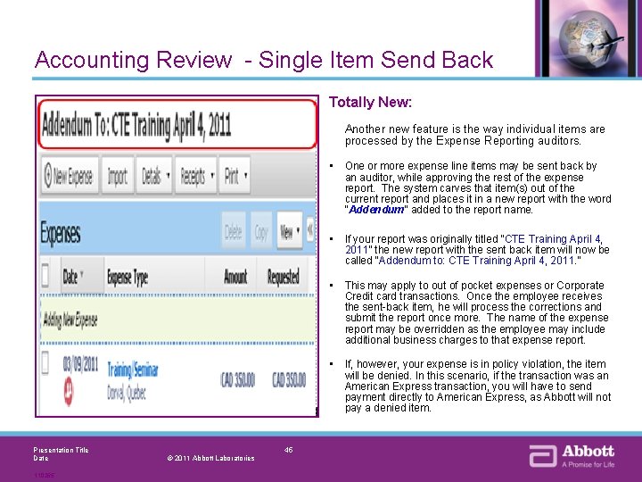 Accounting Review - Single Item Send Back Totally New: Another new feature is the