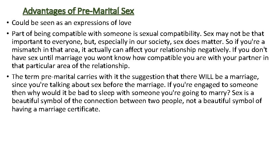 Premarital Sexual Activity