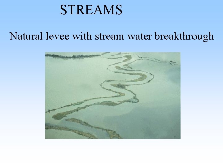 STREAMS Natural levee with stream water breakthrough STREAMS Natural levee with stream water breakthrough