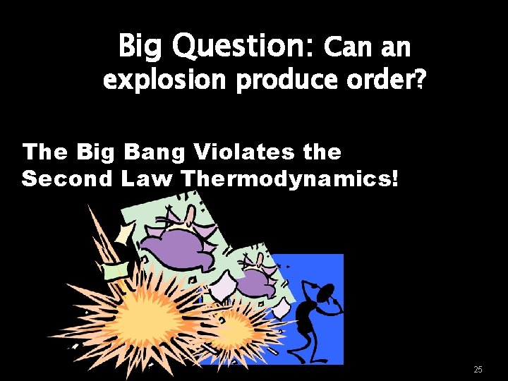 Big Question: Can an explosion produce order? The Big Bang Violates the Second Law