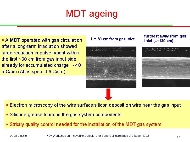 MDT ageing § A MDT operated with gas circulation after a long-term irradiation showed