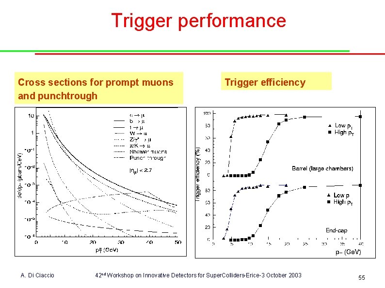 Trigger performance Cross sections for prompt muons and punchtrough A. Di Ciaccio Trigger efficiency