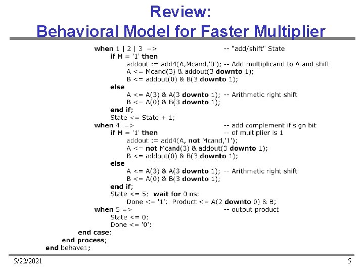 Review: Behavioral Model for Faster Multiplier 5/22/2021 5 