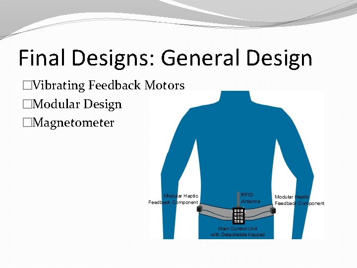 Final Designs: General Design �Vibrating Feedback Motors �Modular Design �Magnetometer 