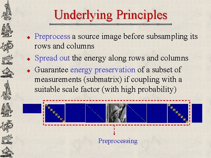Underlying Principles u u u Preprocess a source image before subsampling its rows and