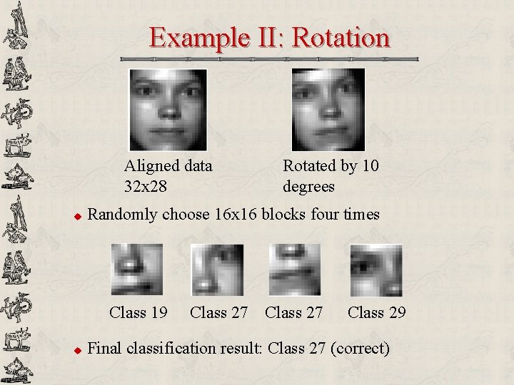 Example II: Rotation Aligned data 32 x 28 u Randomly choose 16 x 16