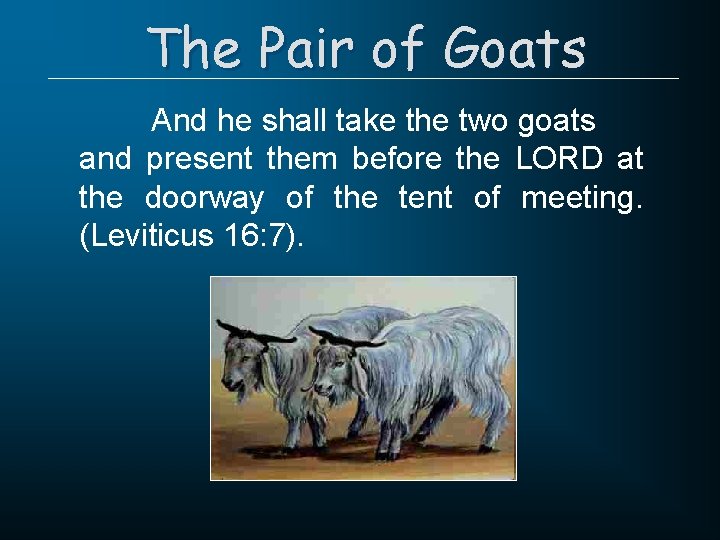 The Pair of Goats And he shall take the two goats and present them