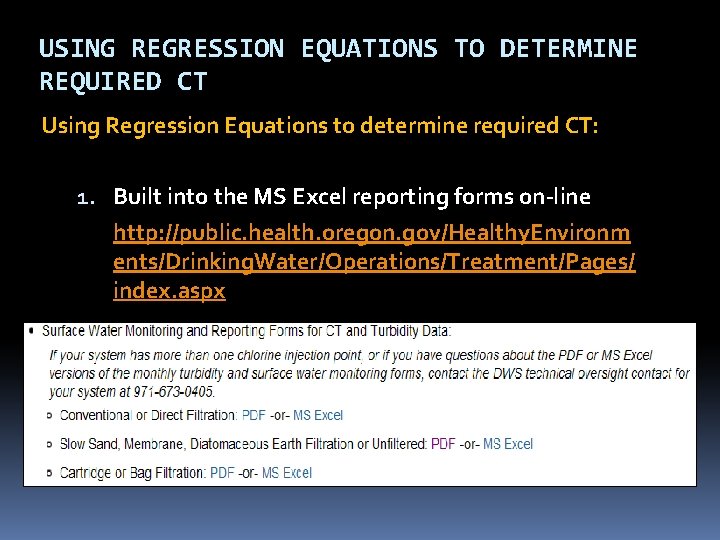 USING REGRESSION EQUATIONS TO DETERMINE REQUIRED CT Using Regression Equations to determine required CT: USING REGRESSION EQUATIONS TO DETERMINE REQUIRED CT Using Regression Equations to determine required CT: