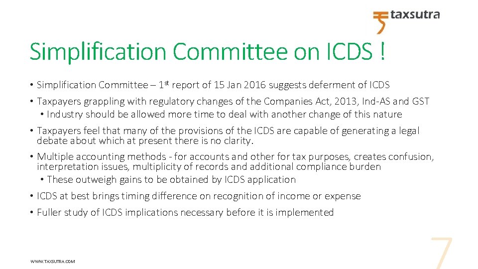 Simplification Committee on ICDS ! • Simplification Committee – 1 st report of 15