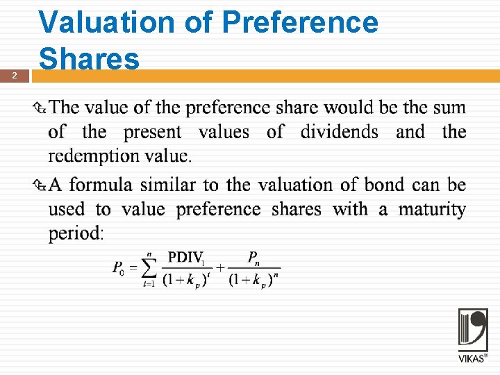 2 Valuation of Preference Shares 