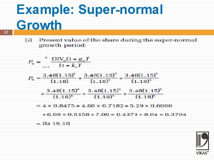 22 Example: Super-normal Growth 